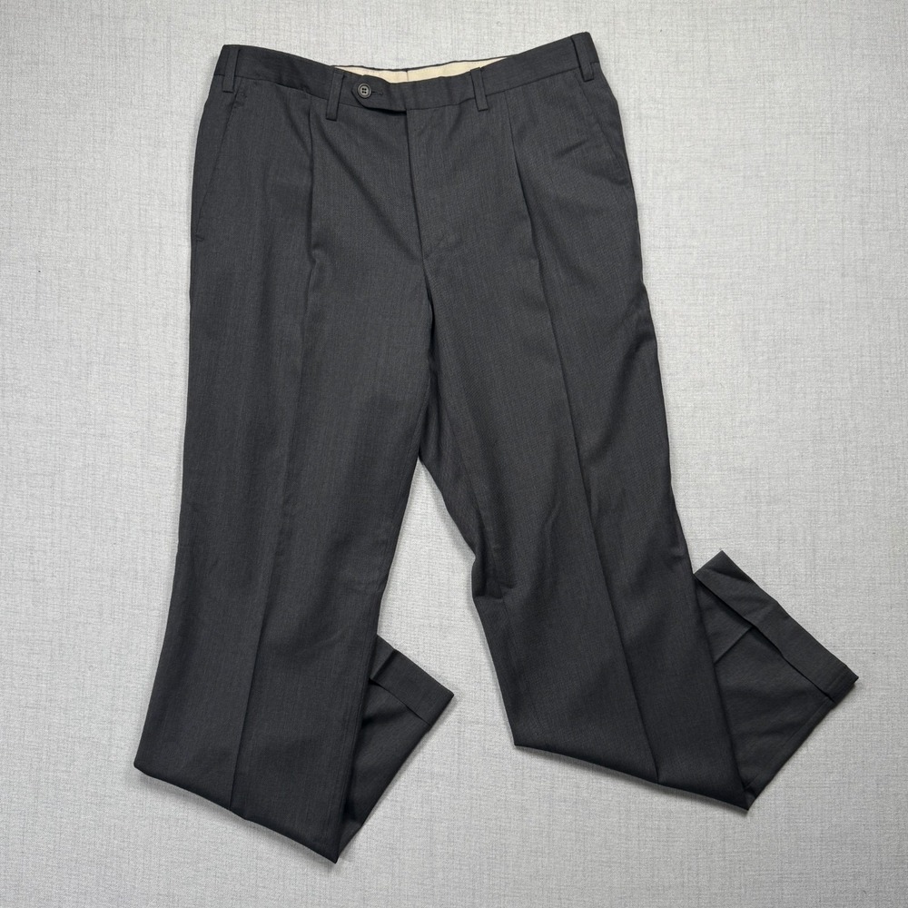 Trussini Pleated Dress Pants Straight Cuffed Wool Tailored Classic Size 50